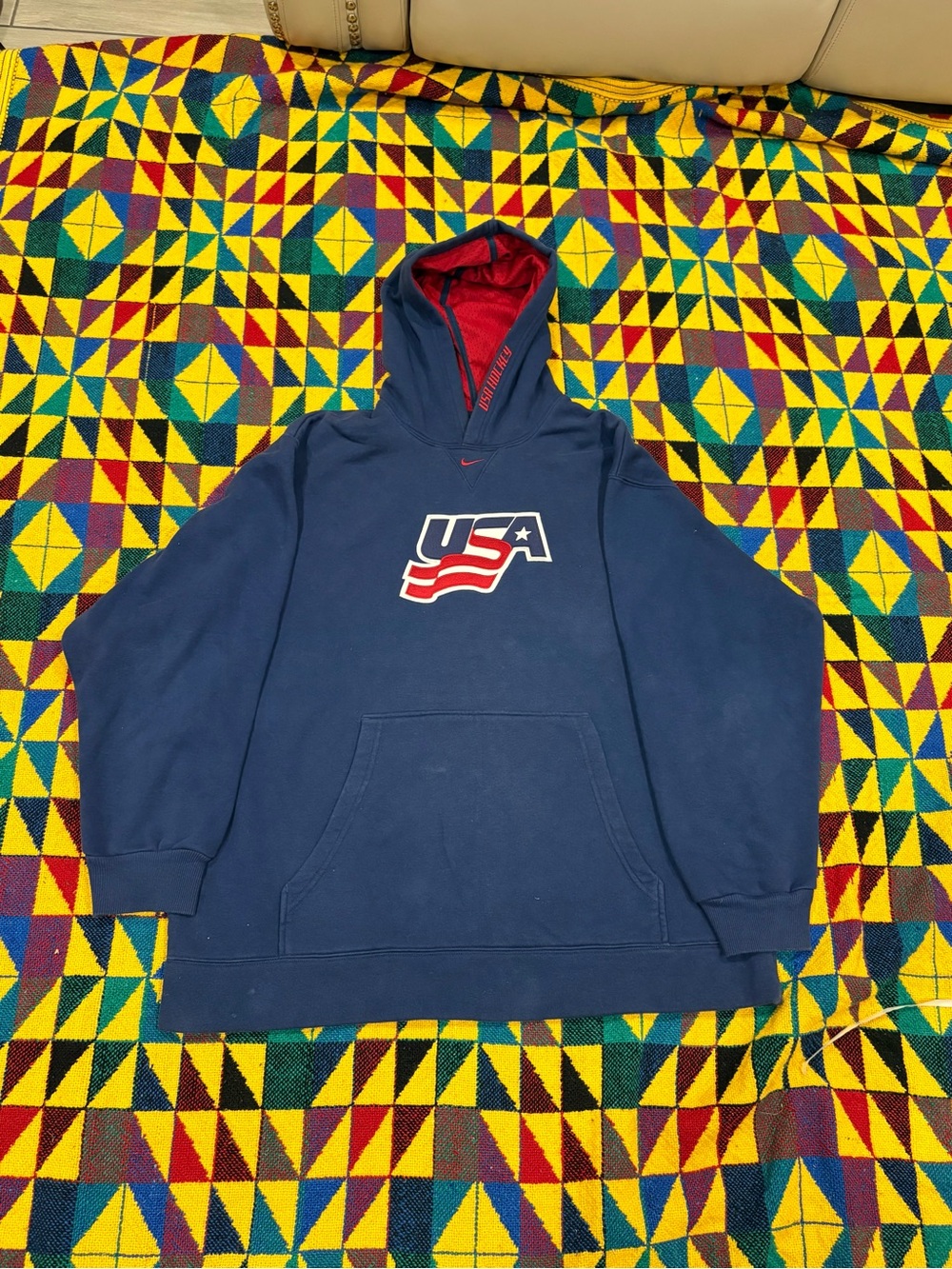 Box #8 Vintage Y2K Team USA Hockey Nike Centre Swoosh Hoodie size xL